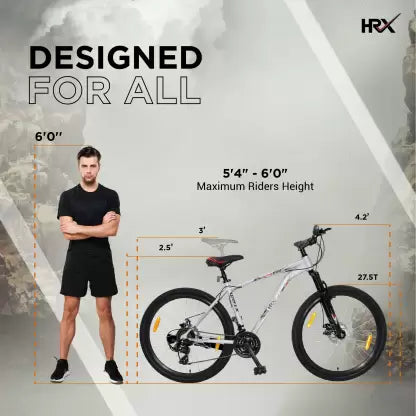 HRX XTRM MTB 500 85% Assembled with Front Suspension 27.5 T Mountain Cycle (21 Gear, Grey) HRX XTRM MTB 500 85% Assembled with Front Suspension 27.5 T Mountain Cycle (21 Gear, Grey)